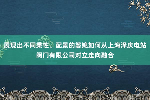 展现出不同秉性、配景的婆媳如何从上海泽庆电站阀门有限公司对立走向融合